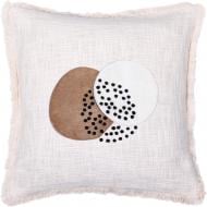 Наволочка декоративная Hairon с ручной вышивкой 45x45 см коричневый с бежевым PANACHE