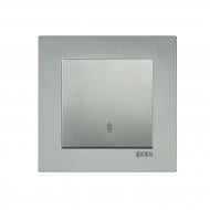 Вимикач прохідний одноклавішний EXEN Karell без підсвітки срібло 290-001002-209