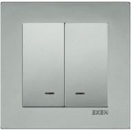 Вимикач кнопковий двоклавішний EXEN Karell з підсвіткою срібло 290-001002-203
