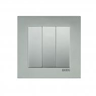 Вимикач кнопковий триклавішний EXEN Karell без підсвітки срібло 290-001002-213