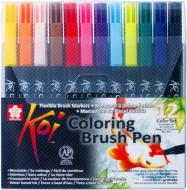 Набір маркерів Sakura KOI Coloring Brush Pen XBR-12 різнокольоровий