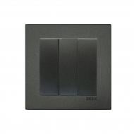 Вимикач кнопковий триклавішний EXEN Karell без підсвітки антрацит 290-001302-213 Вимикач кнопковий триклавішний EXEN Karell без підсвітки антрацит 290-001302-213