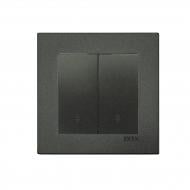 Вимикач прохідний двоклавішний EXEN Karell без підсвітки антрацит 290-001302-211