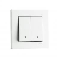 Выключатель проходной двухклавишный EXEN Karell без подсветки белый 290-000102-211