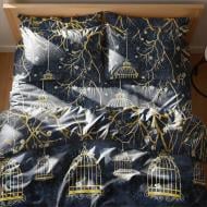 Комплект постельного белья полуторный 170723 Клетка, птицы синий Zastelli