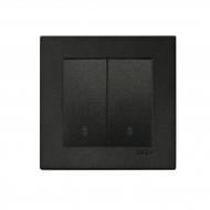 Выключатель проходной двухклавишный EXEN Karell без подсветки черный 290-001402-211
