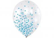 Шарики воздушные Maxi с конфетти белый с голубым 6 шт.
