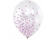 Шарики воздушные Maxi с конфетти белый с розовым 6 шт.