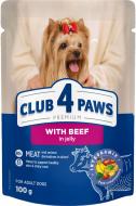 Корм влажный Club 4 Paws с говядиной в желе 100 г