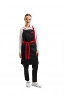 Фартук с нагрудником Lux-Form Стандарт р. универсальный черный с красным