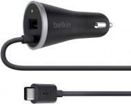 Автомобильное зарядное устройство Belkin Car Charger 15W USB 3.0A+USB, USB-C, 1.2м, black (F7U006BT04-BLK)