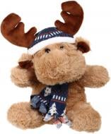 М'яка іграшка HW плюшева Різдвяна Лось в шарфі бежевий DT180595