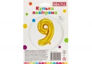 Шарик фольгированный Maxi "9" 40,64 см золотистый 1 шт.