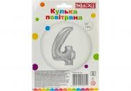 Шарик фольгированный Maxi "4" 40,64 см серебристый 1 шт.