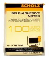 Папір для нотаток з клейким шаром 51х76 мм 100 арк жовтий SCHOLZ