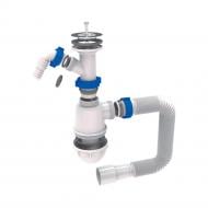 Сифон для кухонной мойки TAU с нержавеющим выпуском 1½" выводом под стир. машину и гибким отводом Ø 40/50 мм (9842720)