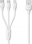 Кабель USB Type-C + microUSB + Apple Lightning – USB 1 м білий (RC-109TH-WHITE) 3in1 Data/Charge