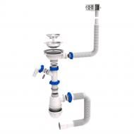 Сифон для кухонной мойки TAU с нержавеющим выпуском 3½" выводом под стир. машину квадратным переливом и гибким отводом Ø 40/50 мм (9842521