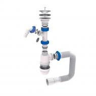 Сифон для умывальника TAU с выпуском из нерж. стали выводом под стир. машину и гибким отводом 1½"×Ø40/50 мм (9841750)