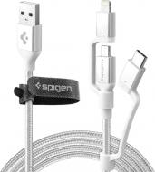 Кабель Spigen USB Type-C + microUSB + Apple Lightning – USB 1.5 м білий (000CB23017) Essential C10I3 Silver