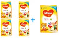 Каша молочная Milupa от 6 месяцев манная с фруктами набор 4+1 210 г