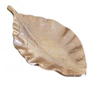 Блюдо декоративне Лист довгий з металу в золоті 27х20х4 см