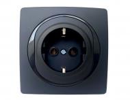 Розетка бытовая с заземлением Aling-Conel Eon IP20 черный глянец E630.E