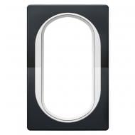 Рамка одноместная Aling-Conel Eon для 2-й розетки горизонтальная черный глянец/белый E6805.EO