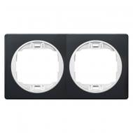 Рамка двухместная Aling-Conel Eon горизонтальная черный глянец/белый E6701.EO