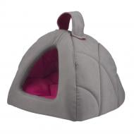 Лежак AnimAll Домик Silver 39x39x36 см серый/розовый