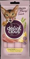 Лакомство для котов DELICKCIOUS кремовое лакомство – курица с добавлением сыра и спаржи (4х0,015 кг)