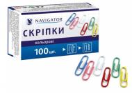 Скріпки 28 мм 100 шт. кольорові Navigator