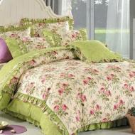 Комплект постельного белья 1.5 с оборками 1/HB109 зеленый Word of Dream