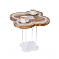 Стіл журнальний Білий Агат 650x650x540 мм білий/ горіх