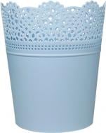 Кашпо пластиковое Prosperplast Lace круглый 1 л небесно-голубой (78975-658)
