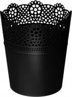 Кашпо пластиковое Prosperplast Lace круглый 1 л (78975-411) черный