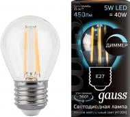 Лампа светодиодная Gauss Black Filament Dim 105802205-D G45 5 Вт E27 4100 К 220 В прозрачная