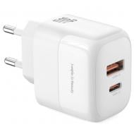 Сетевое зарядное устройство Xo L138 1xUSB-C/1xUSB-A/QC3.0 PD30W White (L138_WHITE)