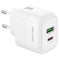 Сетевое зарядное устройство Xo L137 1xUSB-C/1xUSB-A/QC3.0 PD20W White (L137_WHITE)