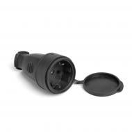 Гнездо штепсельное Videx ТF-SK116IP-B с заземлением 250В 16А IP44 каучук черный