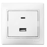 Розетка USB + Type C Lezard Mira белый 701-0202-192TC