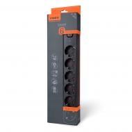 Подовжувач з вимикачем Videx VF-PD63G-B із заземленням 6 гн. чорний 3 м 27692