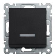 Механизм выключателя одноклавишный Makel Karea с подсветкой черный матовый 57054021