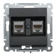 Механізм розетки комп’ютерна подвійна Makel Karea IP20 димчастий 57050036