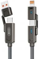 Кабель Xo NB275 Zinc Alloy Silicone Type-C/USB-A to TYPE-C/Lightning - 4-in-1 — 60W 1 м сірий (NB275_4-in-1_Gray)