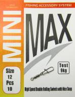 Вертлюг MiniMax High Speed Double Rolling Swivel With Nice Snap 10 шт. #12 YM-3033-12
