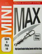 Вертлюг MiniMax High Speed Double Rolling Swivel With Nice Snap 10 шт. #5 YM-3033-5