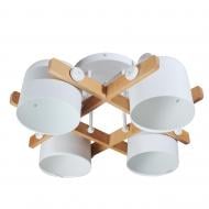 ВИТРИНА! Люстра потолочная Светкомплект LOFT CRL 4x40 Вт E27 белый/дерево