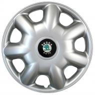 Ковпак для коліс SKS SJS Skoda 218 (logo green) R14" 4 шт. срібний