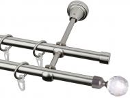Комплект карниза Cardinal Кристал-Куля подвійний d16 240 см сатин нікель
